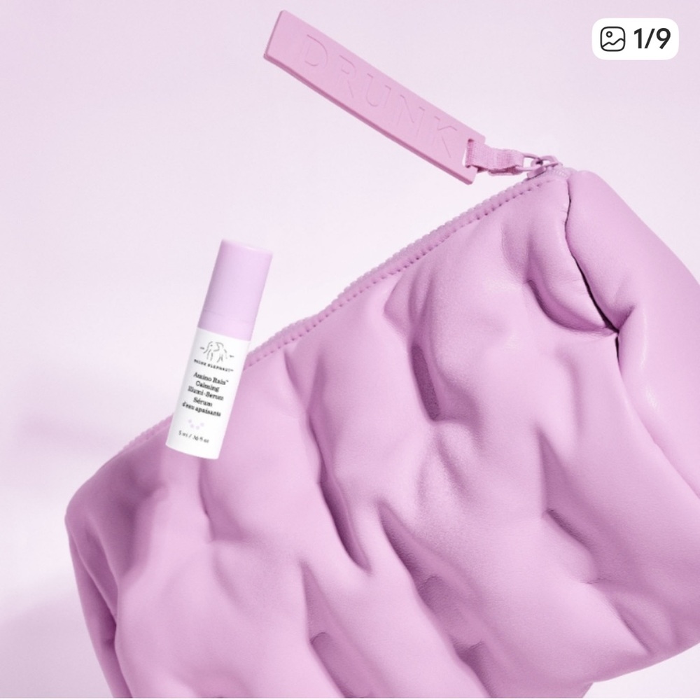 Drunk Elephant Lavender Cosmetic Bag with Skincare
